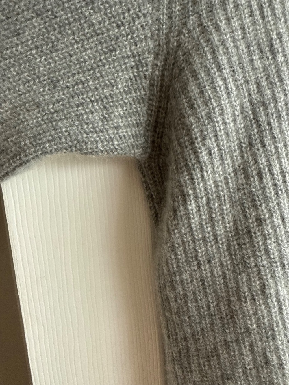 Quince 100% Mongolian Cashmere Ribbed Fisherman Pullover Hoodie Grey - Picture 7 of 13